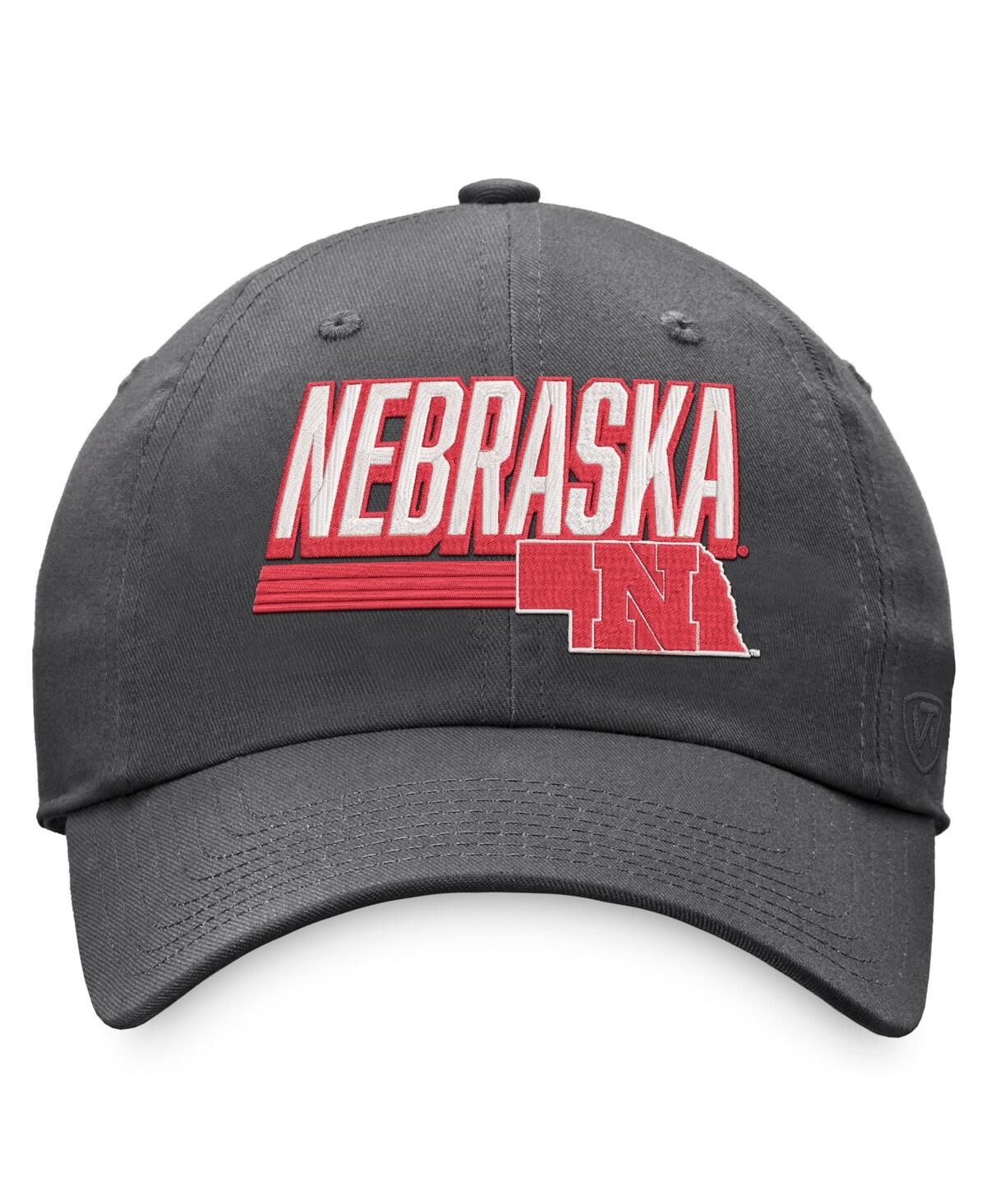 Shop Top Of The World Men's  Charcoal Nebraska Huskers Slice Adjustable Hat