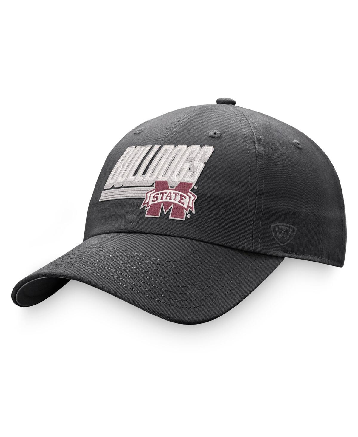 Shop Top Of The World Men's  Charcoal Mississippi State Bulldogs Slice Adjustable Hat