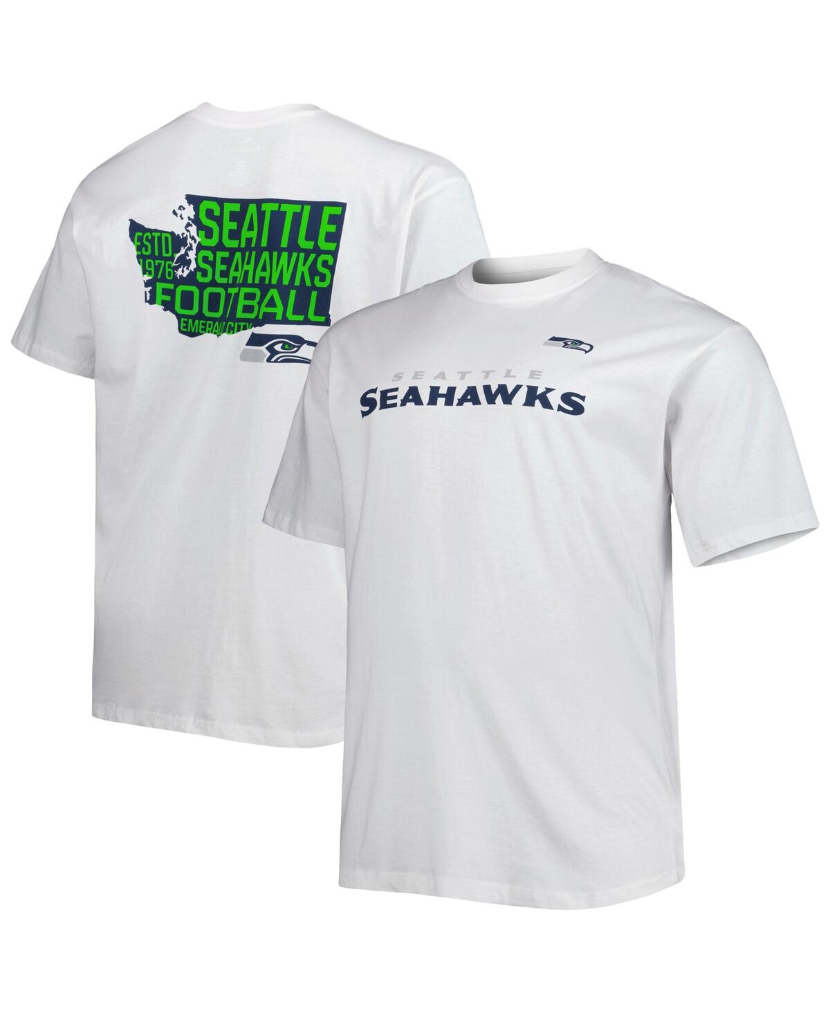 Fanatics Men's  White Seattle Seahawks Big And Tall Hometown Collection Hot Shot T-shirt