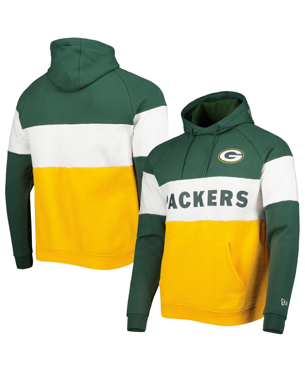 Shop New Era Men's  Gold Green Bay Packers Colorblock Current Pullover Hoodie