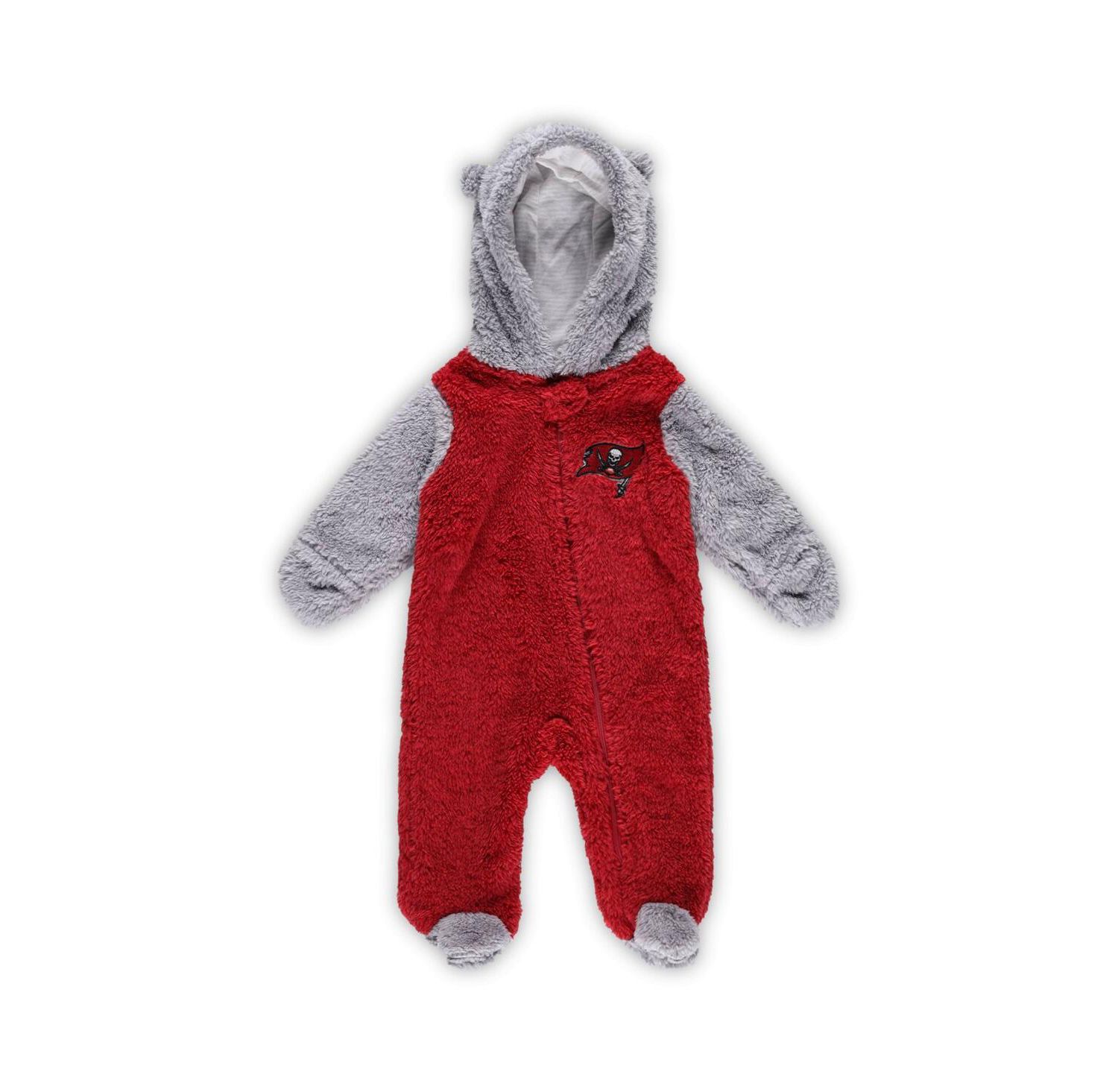 Newborn and Infant Boys and Girls Red, Gray Tampa Bay Buccaneers Game Nap Teddy Fleece Bunting Full-Zip Sleeper