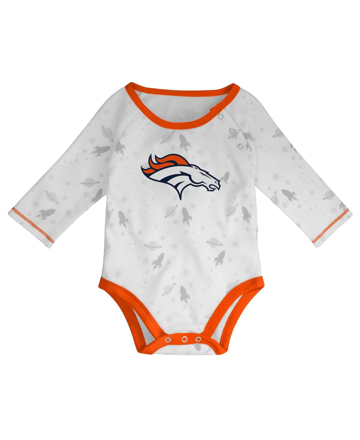 Shop Outerstuff Newborn And Infant Boys And Girls White, Orange Denver Broncos Dream Team Onesie Pants And Hat Set In White,orange
