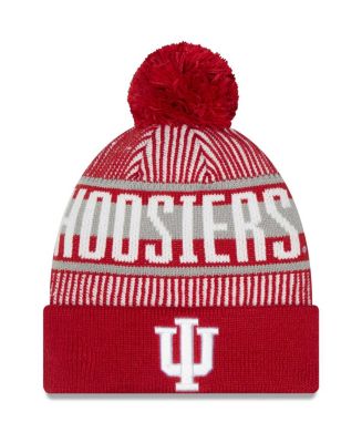 Men's New Era Crimson Indiana Hoosiers Logo Striped Cuff Knit Hat with ...