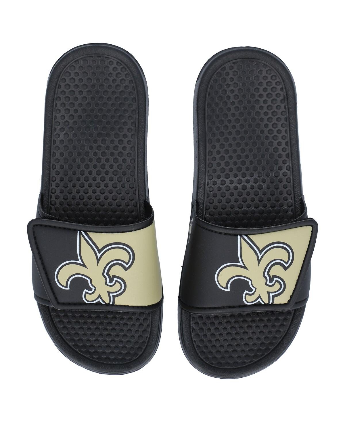 Foco Kids' Youth Boys And Girls  New Orleans Saints Colorblock Big Logo Legacy Slide Sandals In Black