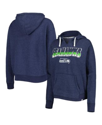 Women's College Navy Seattle Seahawks Color Rise Kennedy Notch Neck Pullover Hoodie