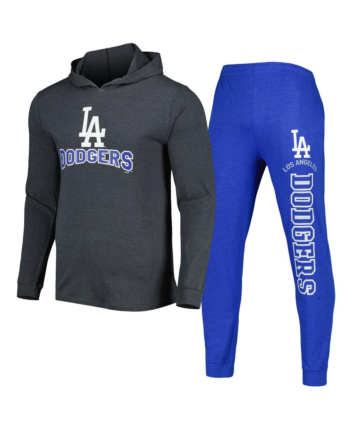 Men's Concepts Sportand Heather Charcoal Los Angeles Dodgers Meter Hoodie and Joggers Set - Heather Royal, Heather Charcoal