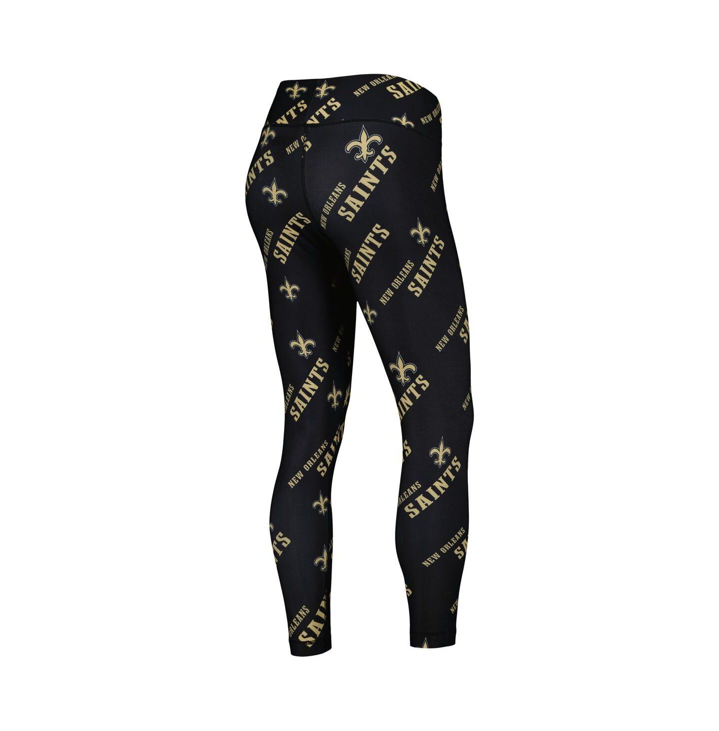 Женские леггинсы Concepts Sport Black New Orleans Saints Breakthrough Allover Print — фото 2