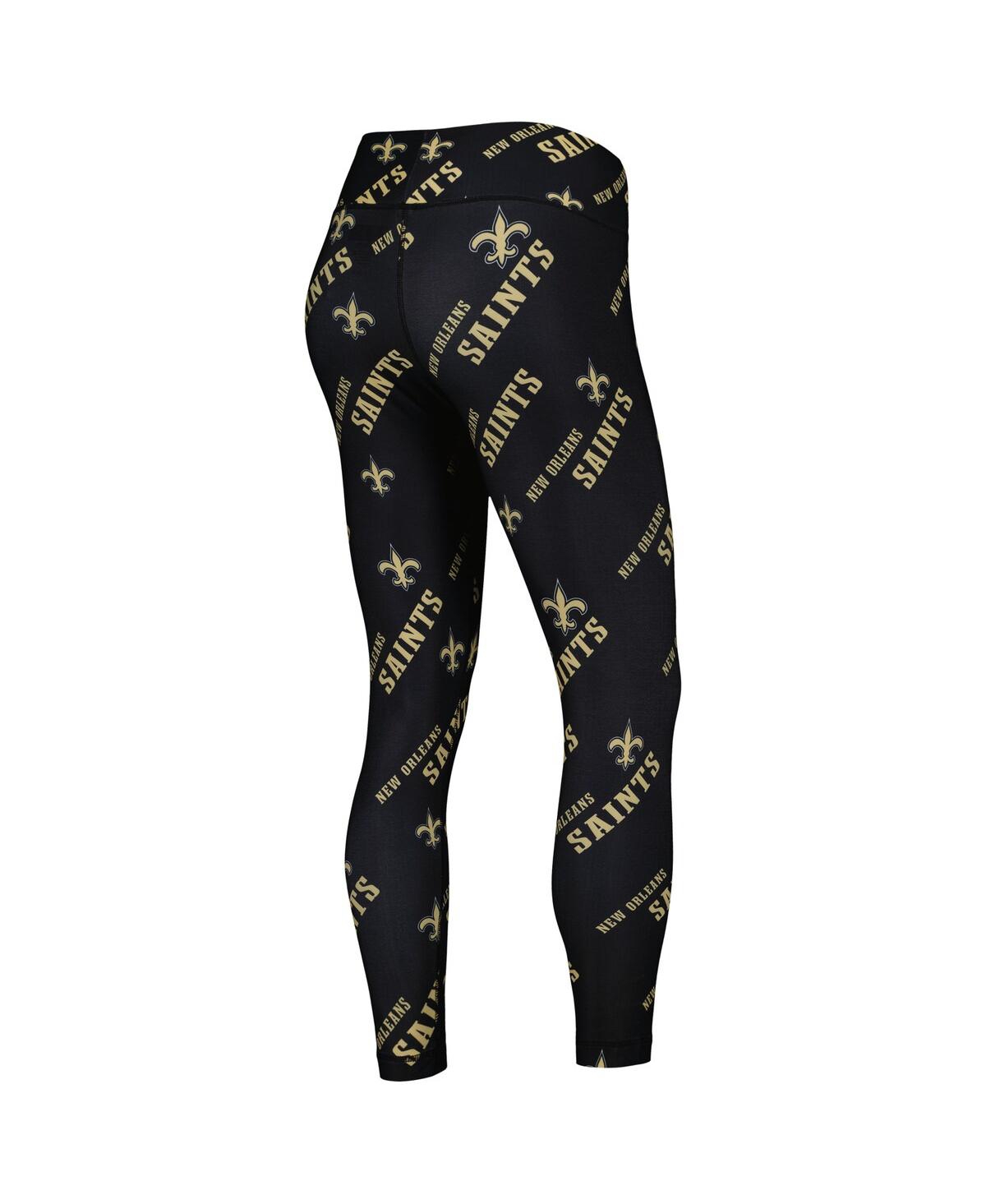 CONCEPTS SPORT WOMEN'S CONCEPTS SPORT BLACK NEW ORLEANS SAINTS BREAKTHROUGH ALLOVER PRINT LEGGINGS 