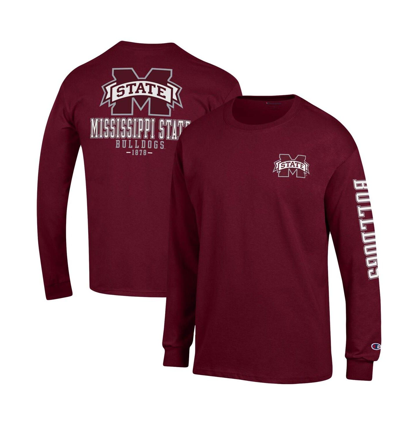 Мужская футболка Champion Maroon Mississippi State Bulldogs Team Stack Long Sleeve — фото 1