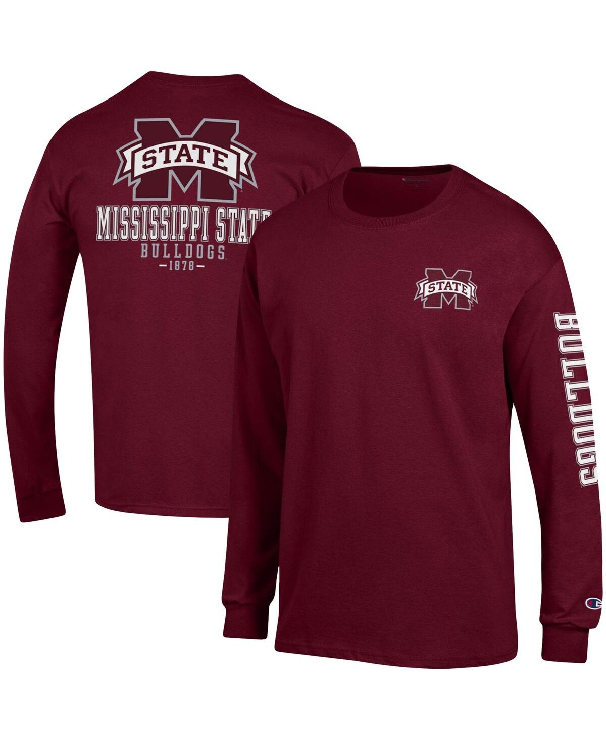 Shop Champion Men's  Maroon Mississippi State Bulldogs Team Stack Long Sleeve T-shirt