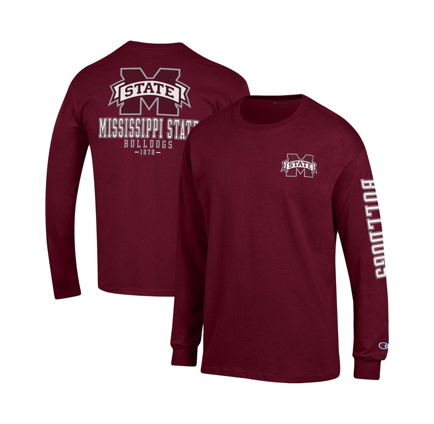 Men's Maroon Mississippi State Bulldogs Team Stack Long Sleeve T-shirt