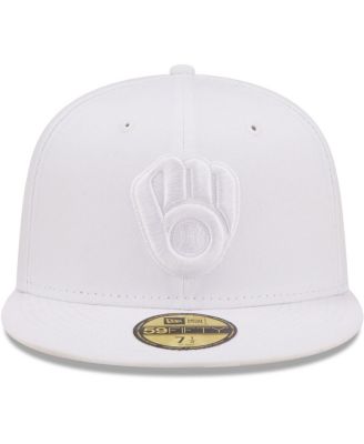 Men's Milwaukee Brewers White on White 59FIFTY Fitted Hat