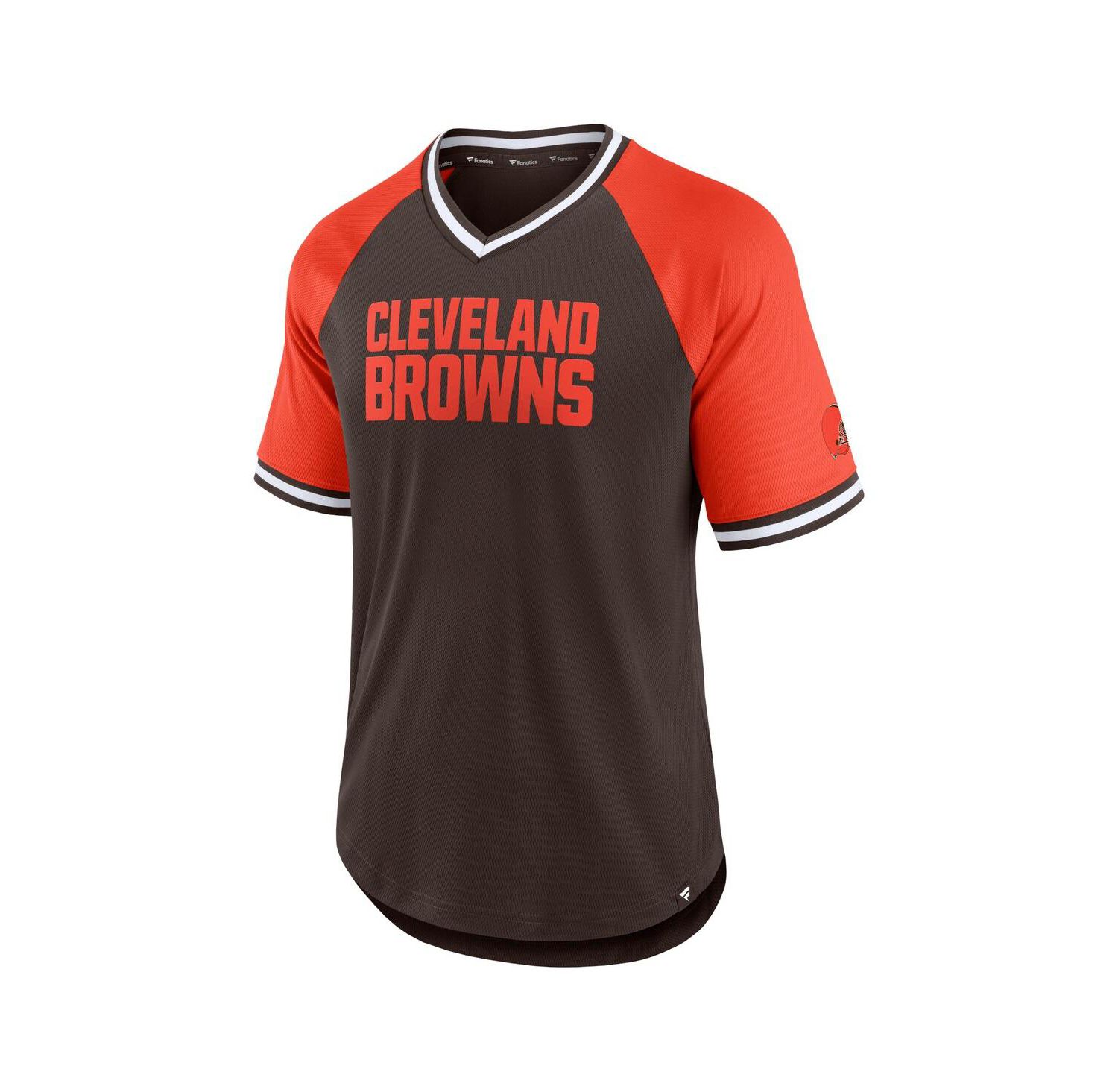 Men's Brown, Orange Cleveland Browns Second Wind Raglan V-Neck T-shirt
