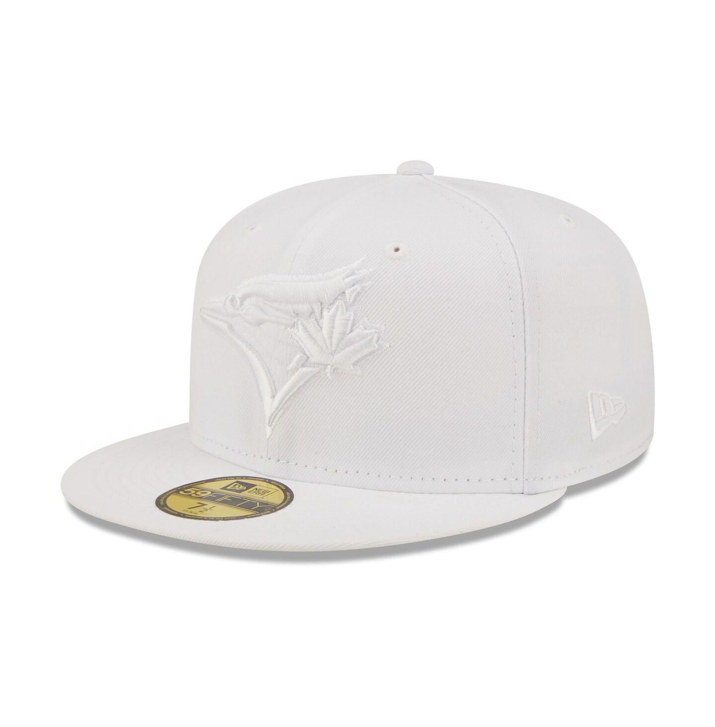 Мужская кепка New Era Toronto Blue Jays White on White 59FIFTY Fitted Hat — фото 3
