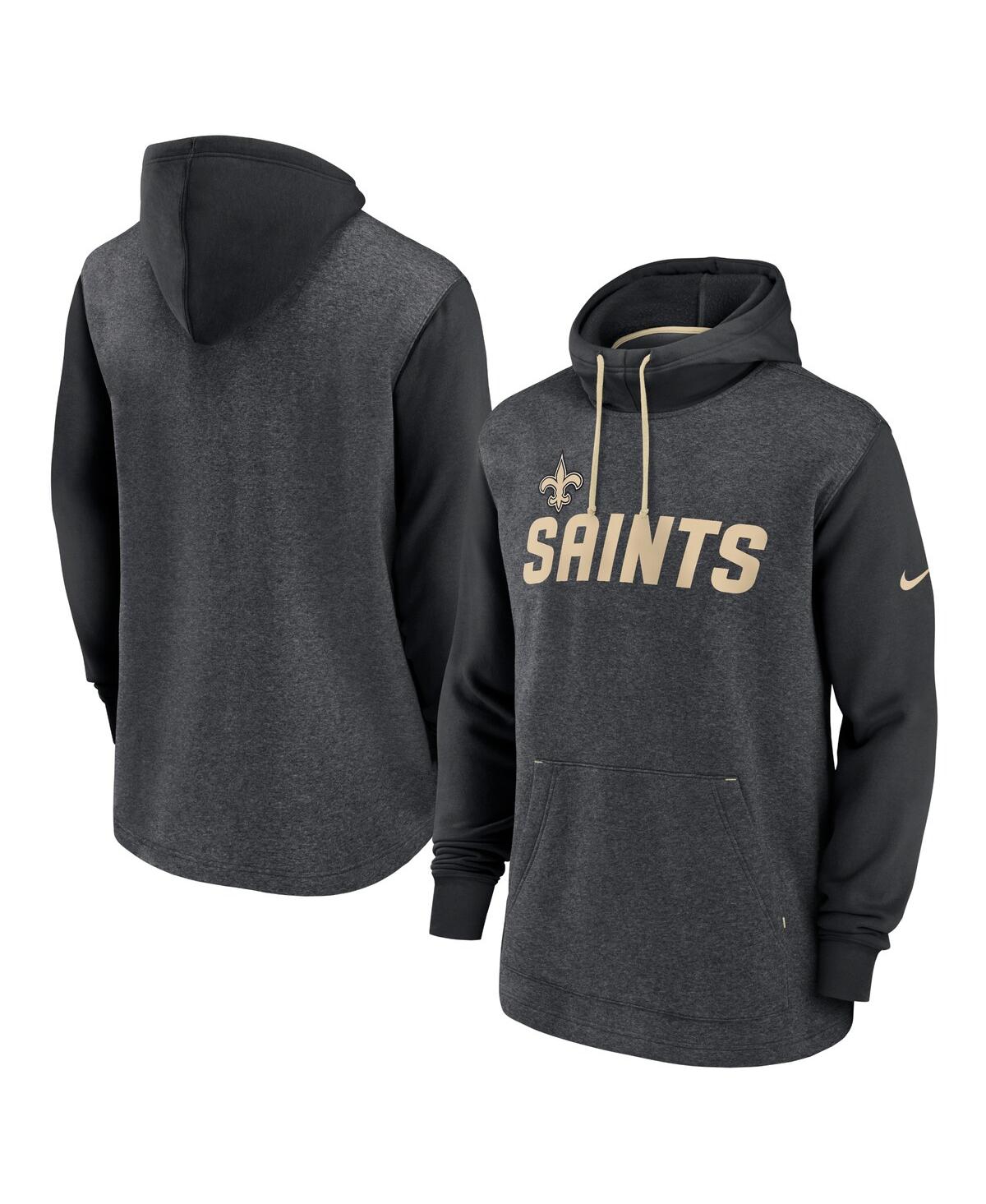 Shop Nike Men's  Heathered Charcoal, Black New Orleans Saints Surrey Legacy Pullover Hoodie In Heathered Charcoal,black
