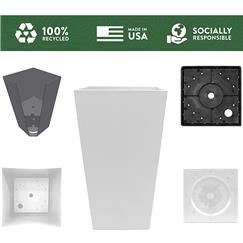 Finley Indoor/Outdoor Plastic Square Planter, Casper White 20 Inches