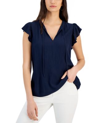 Threaded Pear Alyssa Textured Flutter Sleeve Top