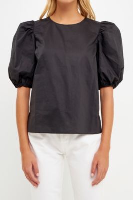 Women's Poplin Puffed Sleeve Top