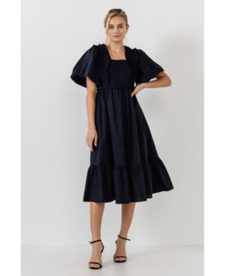 English Factory Women's Puff-Sleeved Midi Dress - Macy's