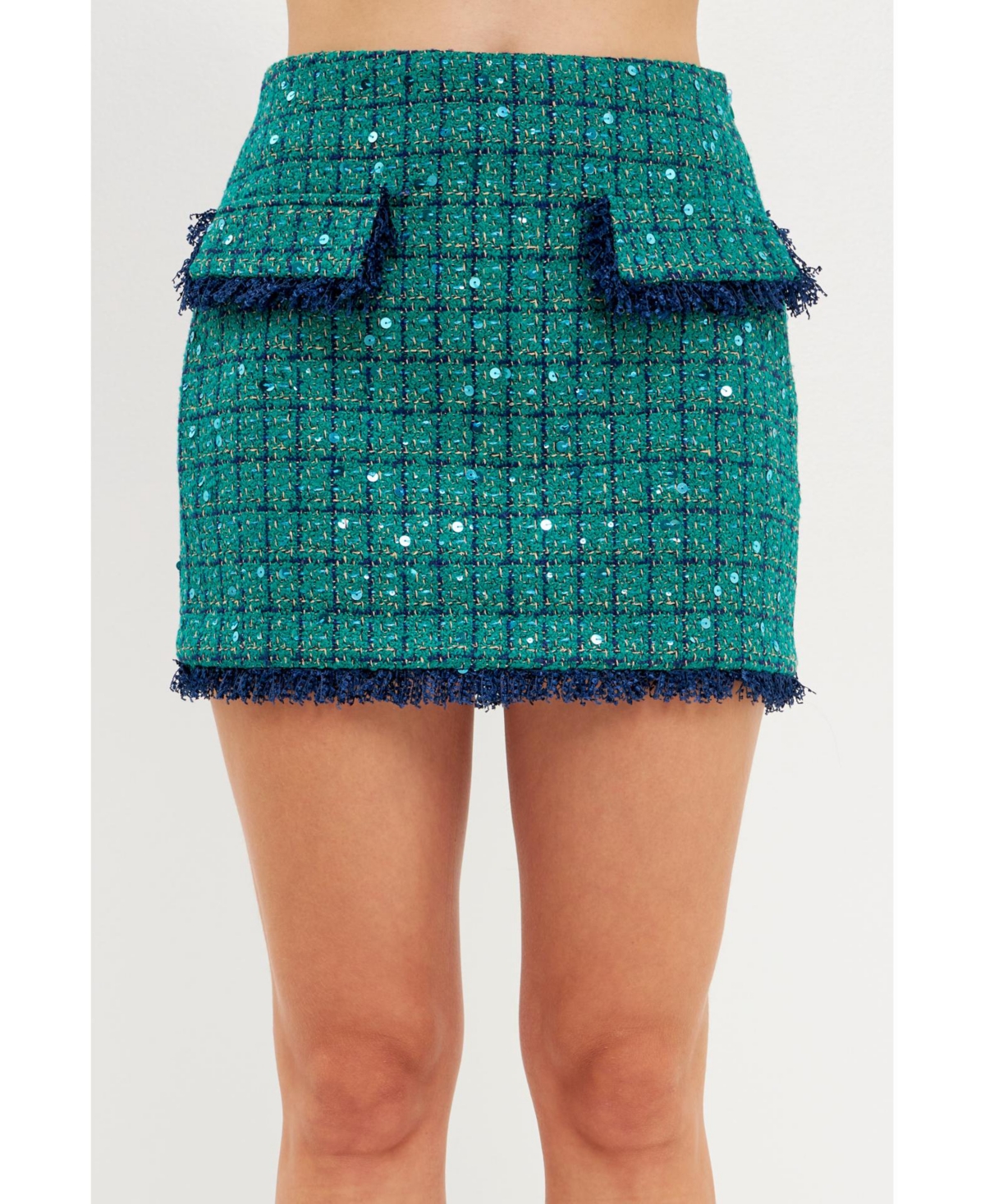 Endless Rose Women's Fringed Tweed Mini Skirt