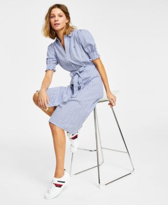 Tommy Hilfiger - Women's Puff Sleeve Gingham Midi Dress