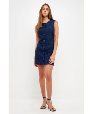 Women's Sleeveless Tweed Mini Dress