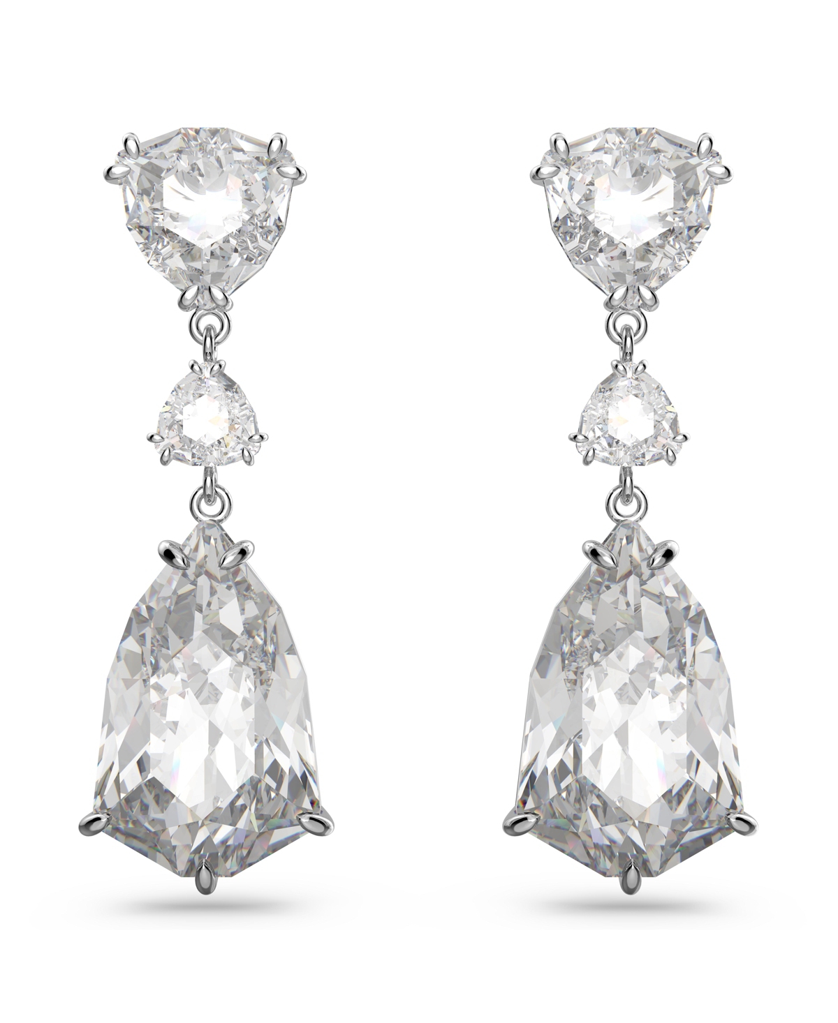Shop Swarovski Crystal Mixed Cuts Mesmera Drop Earrings In Silver