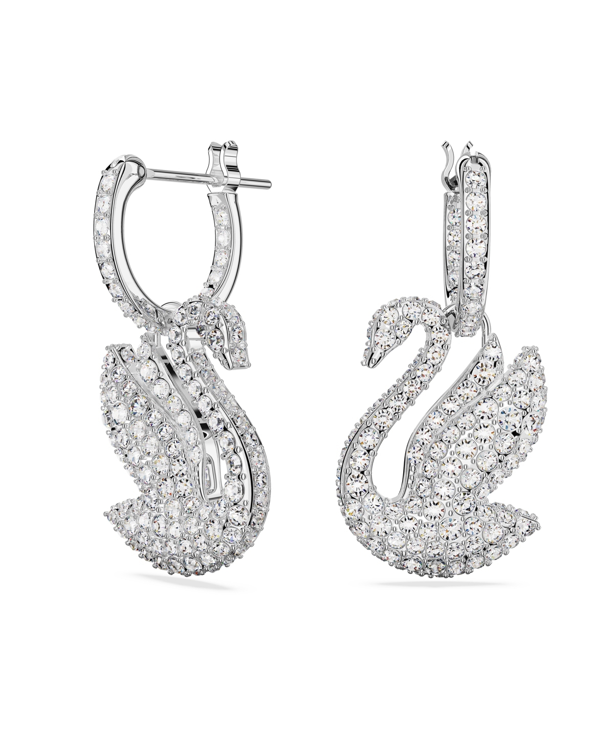 Swarovski Crystal Swan Iconic Swan Drop Earrings In White