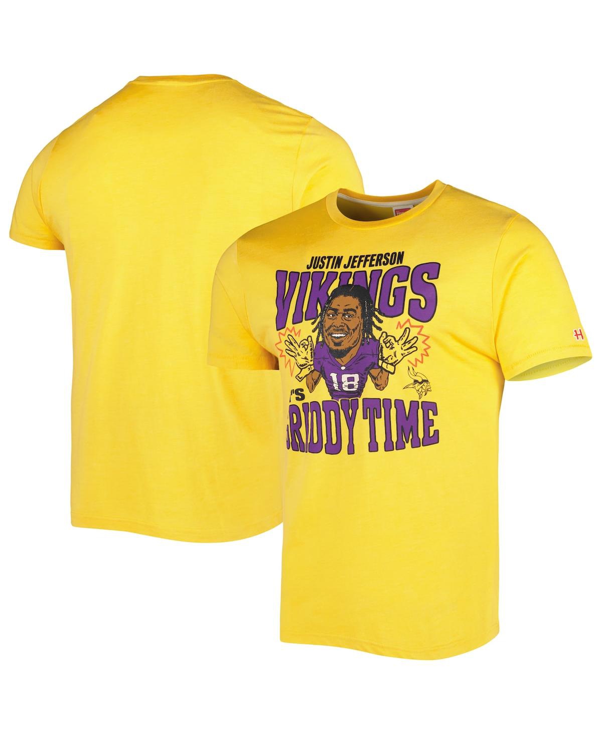 Shop Homage Men's  Justin Jefferson Gold Minnesota Vikings Caricature Player Tri-blend T-shirt