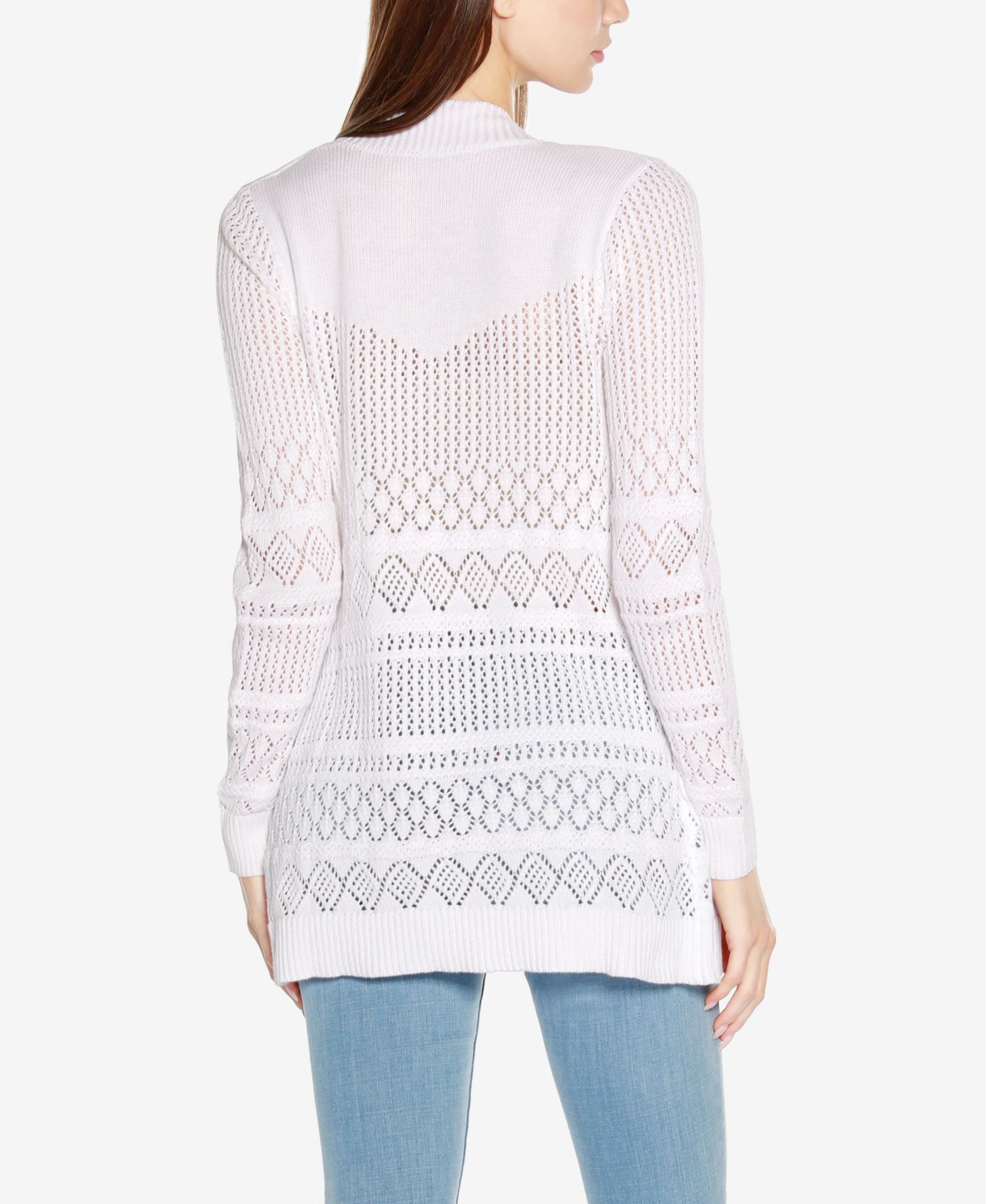 Plus Size Pointelle Open Cardigan Sweater