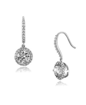 Sterling Silver Cubic Zirconia Dangle Hook Earrings