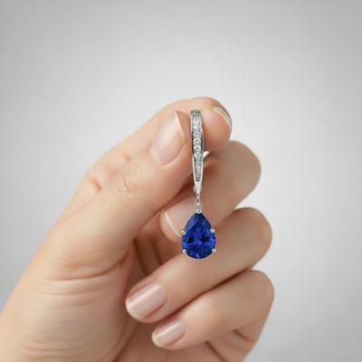 Elegant Sterling Silver Dangling Pear-Shaped Cubic Zirconia Earrings