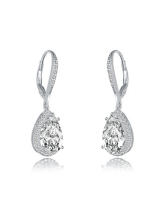 Sterling Silver Cubic Zirconia Pear Drop Earrings