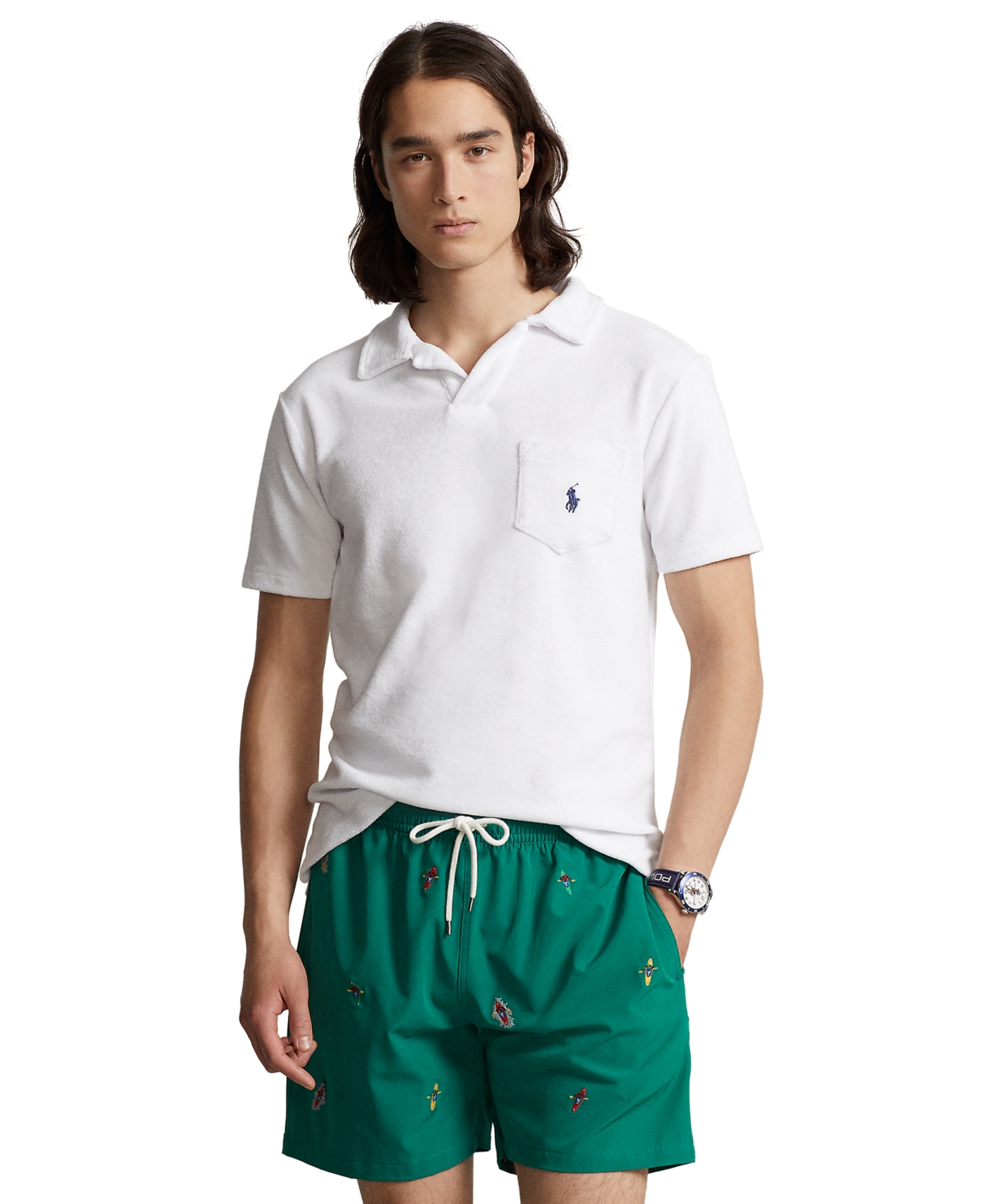 Shop Polo Ralph Lauren Men's Cotton-blend Terry Polo Shirt In White