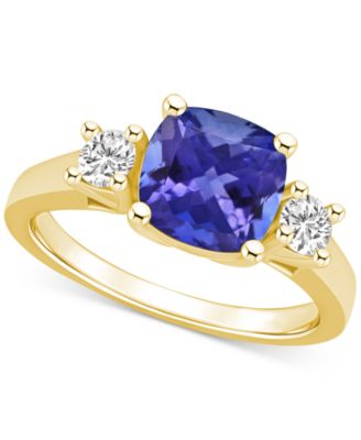 Macy's - Tanzanite (2-1/3 ct. t.w.) & Diamond (1/3 ct. t.w.) Cushion Ring in 14k Gold