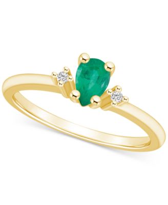 Macy's - Emerald (3/8 ct. t.w.) & Diamond Accent Pear Ring in 14k Gold (Also in Sapphire, & Pink Sapphire)