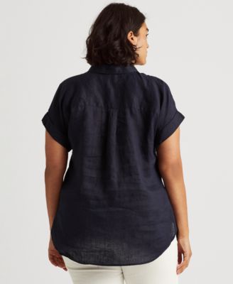 Plus Size Linen Dolman Sleeve Top 