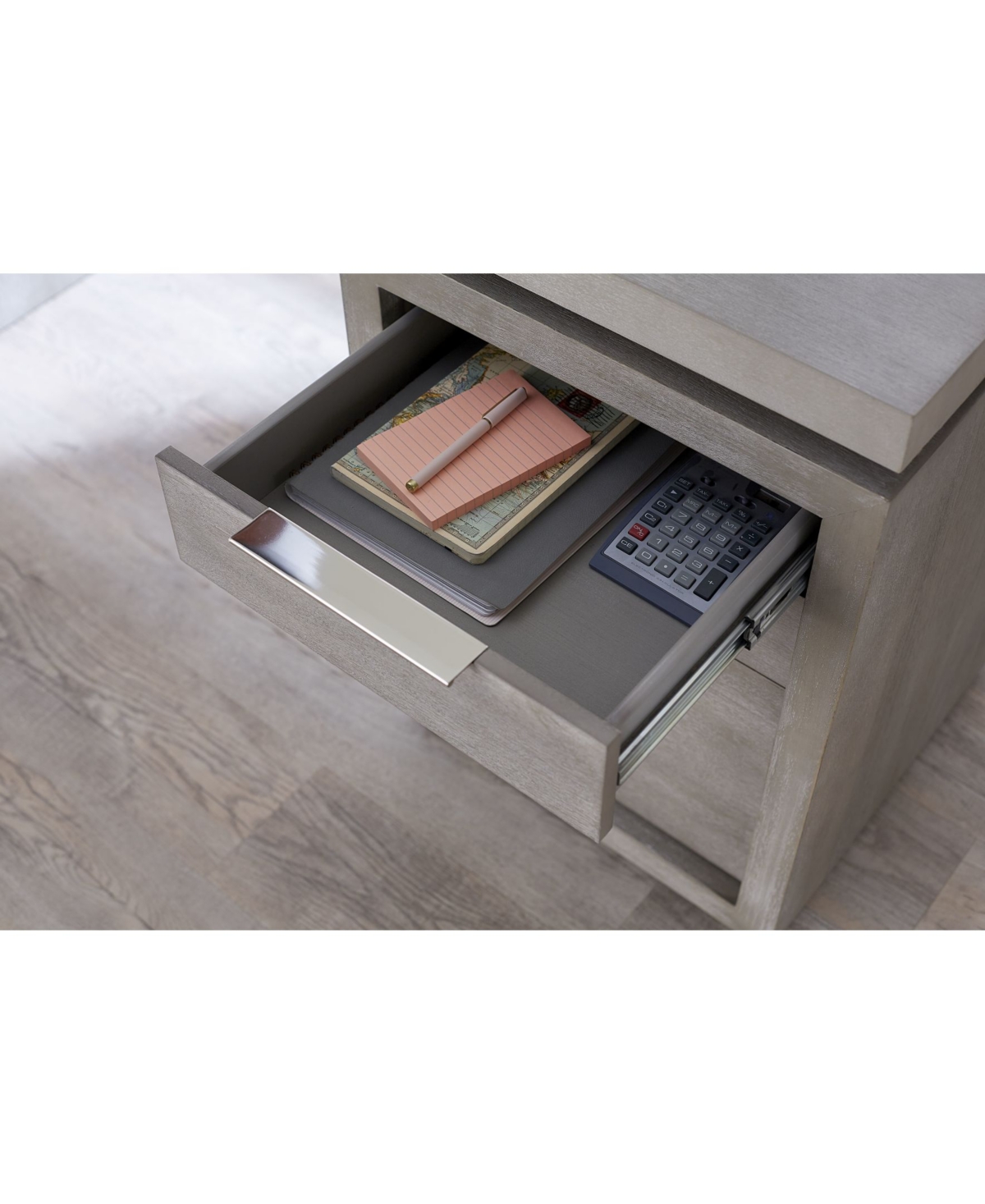 Shop Macy's Oxford 60" Wood Three-drawer Single Pedestal Desk In Basalt Gray