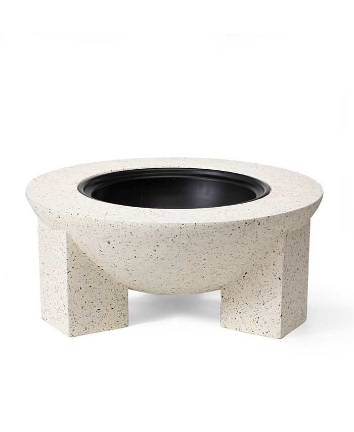 Glitzhome 27.5" Magnesium Oxide Outdoor Patio Modern Faux Terrazzo Wood