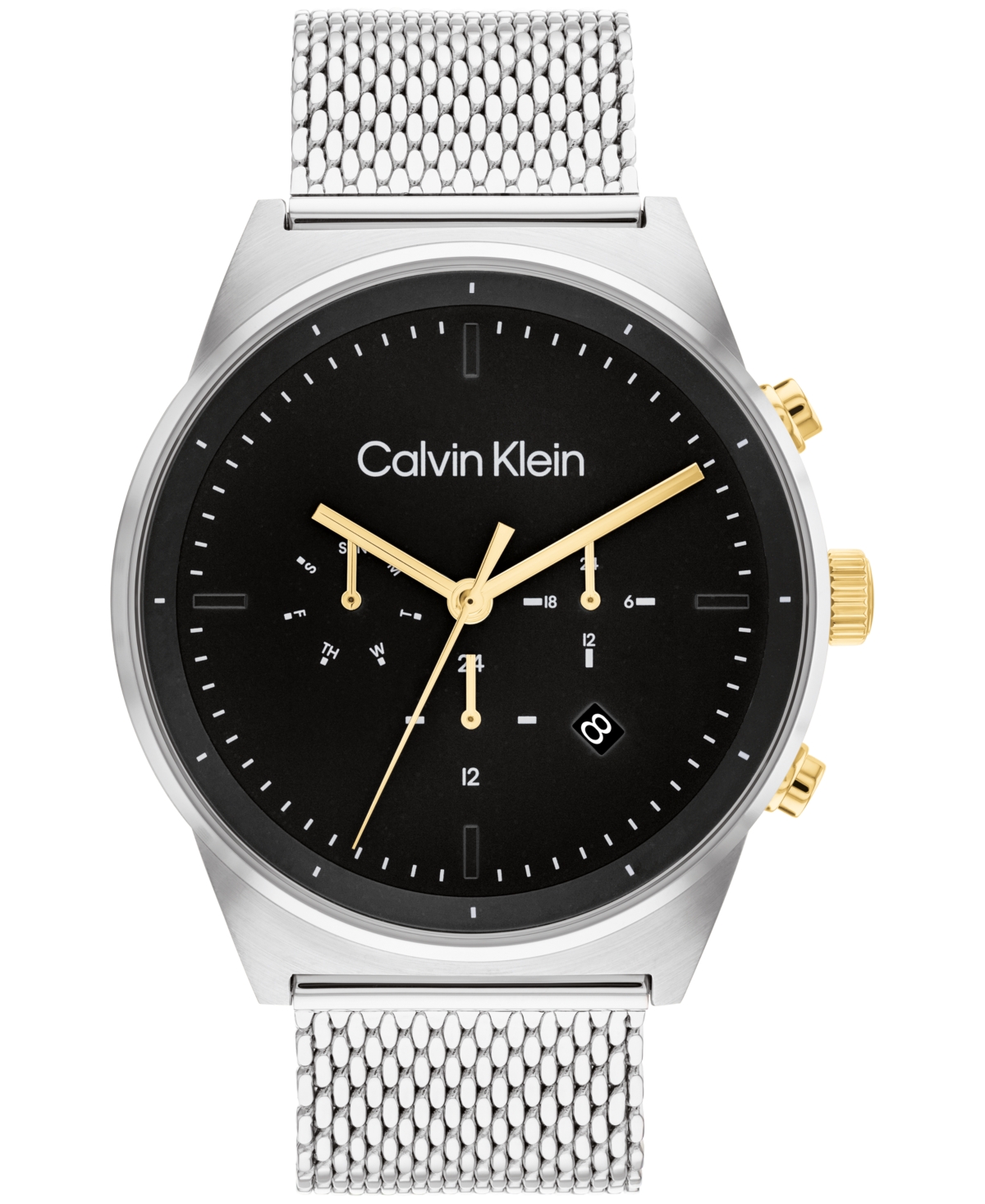 Calvin Klein Men's Silver-tone Stainless Steel Mesh Bracelet Watch 44mm