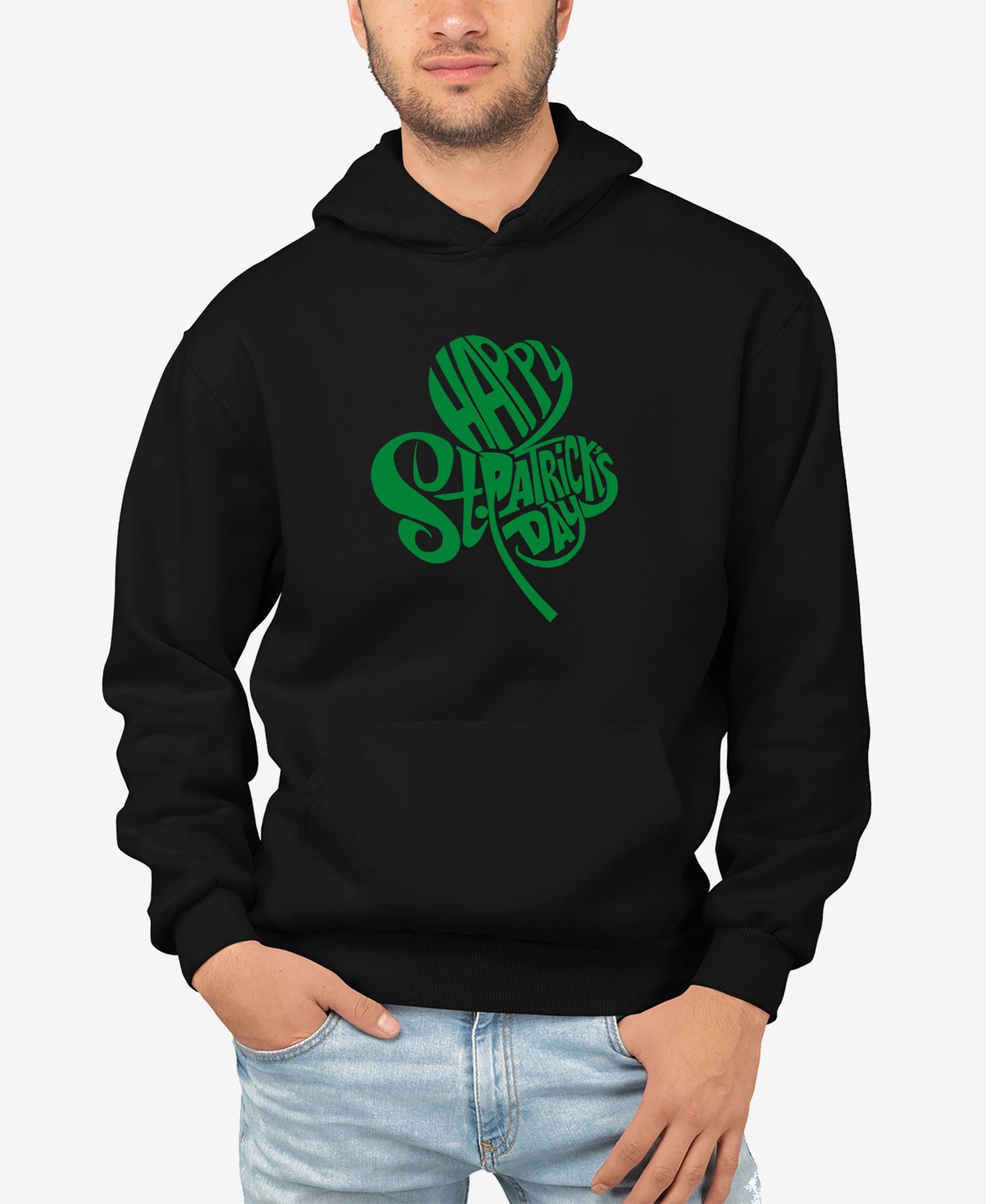Men's St. Patrick's Day Shamrock Word Art Hooded Sweatshirt