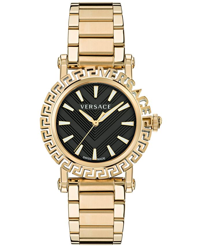 Versace Men's Swiss Greca Glam Gold Ion Plated Bracelet Watch 40mm