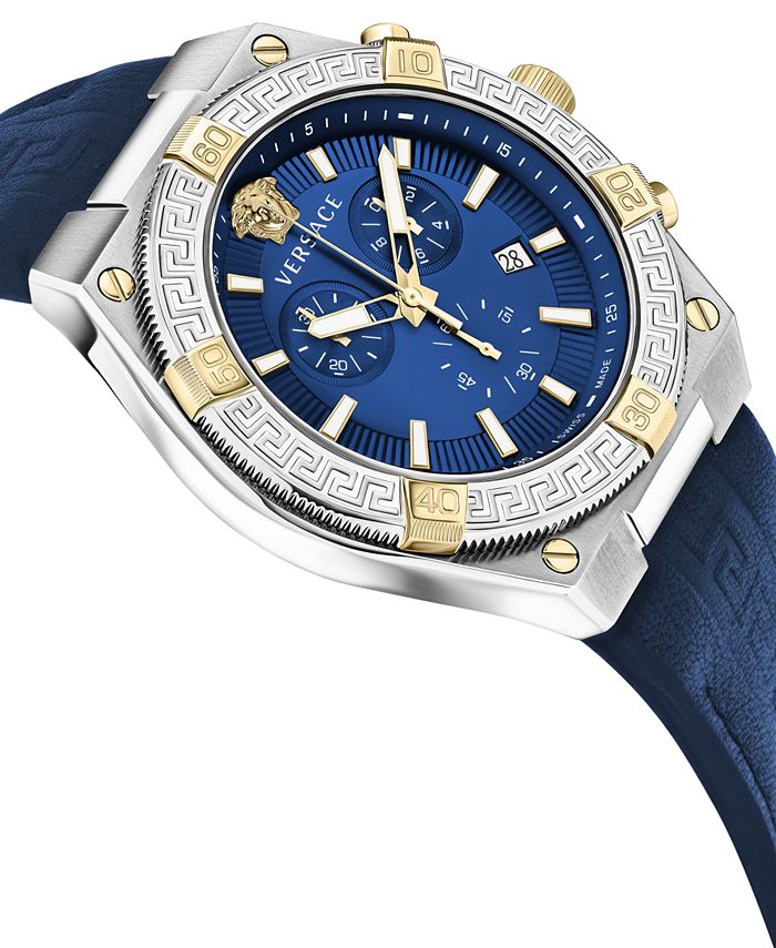 Versace Viamond Quartz White Dial Blue Leather Strap Watch For Men - VEPO00120