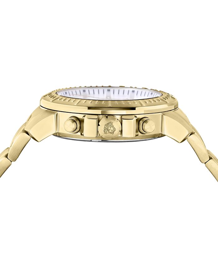 Versace Men's Swiss Chronograph Greca Gold Ion Plated Bracelet Watch ...