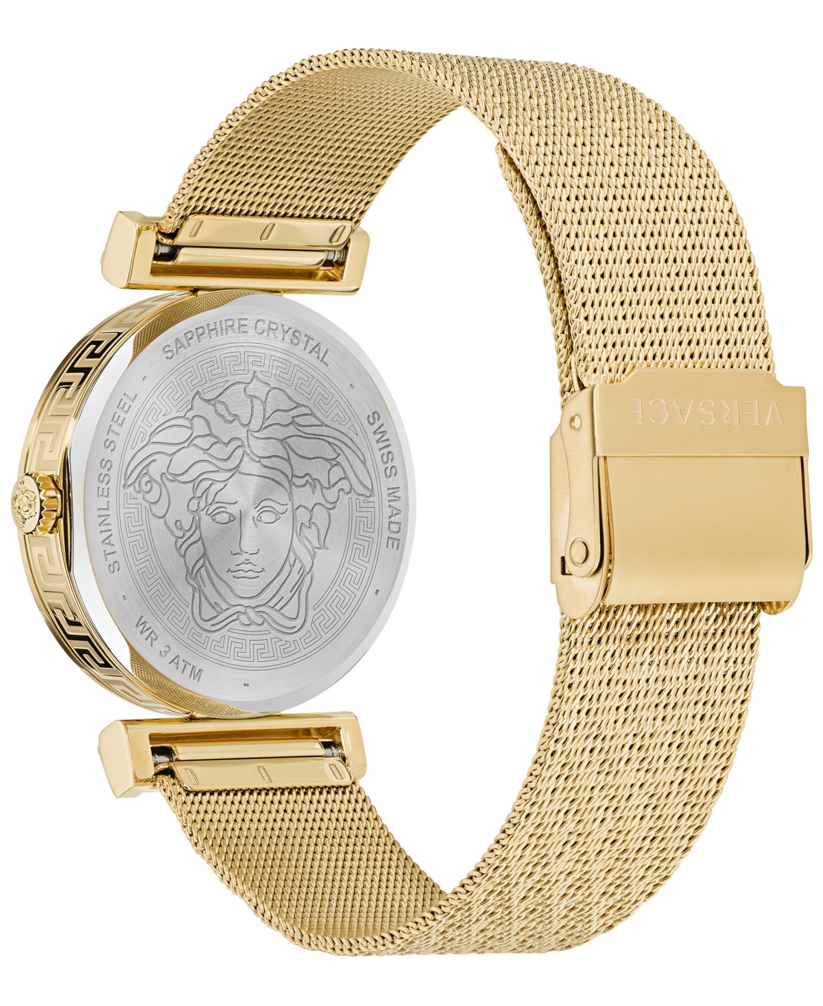 Shop Versace Women's Swiss Regalia Gold Ion Plated Mesh Bracelet Watch 34mm In Ip Yellow Gold