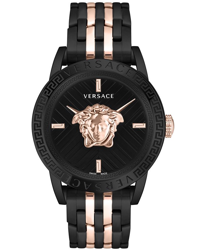 Versace Men's Swiss V-Code Two Tone Bracelet Watch 43mm - Macy's