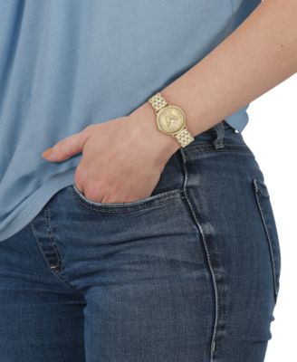 Women's Swiss V-Dollar Gold Ion Plated Bracelet Watch 37mm