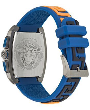 Versace Men's Swiss Chronograph Dominus Blue & Orange Silicone