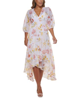 Calvin klein high low floral dress best sale