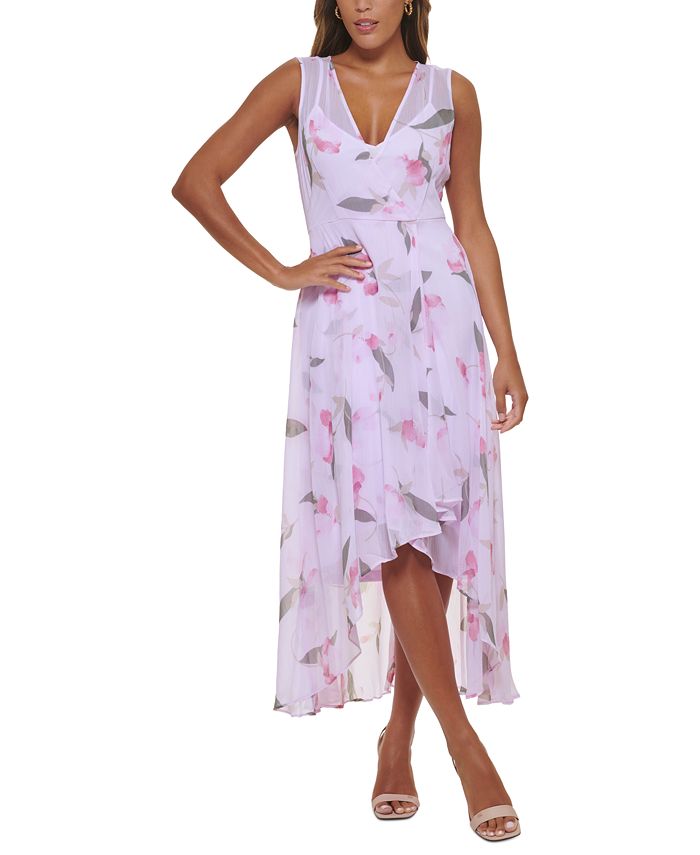 Calvin klein high low sales floral dress